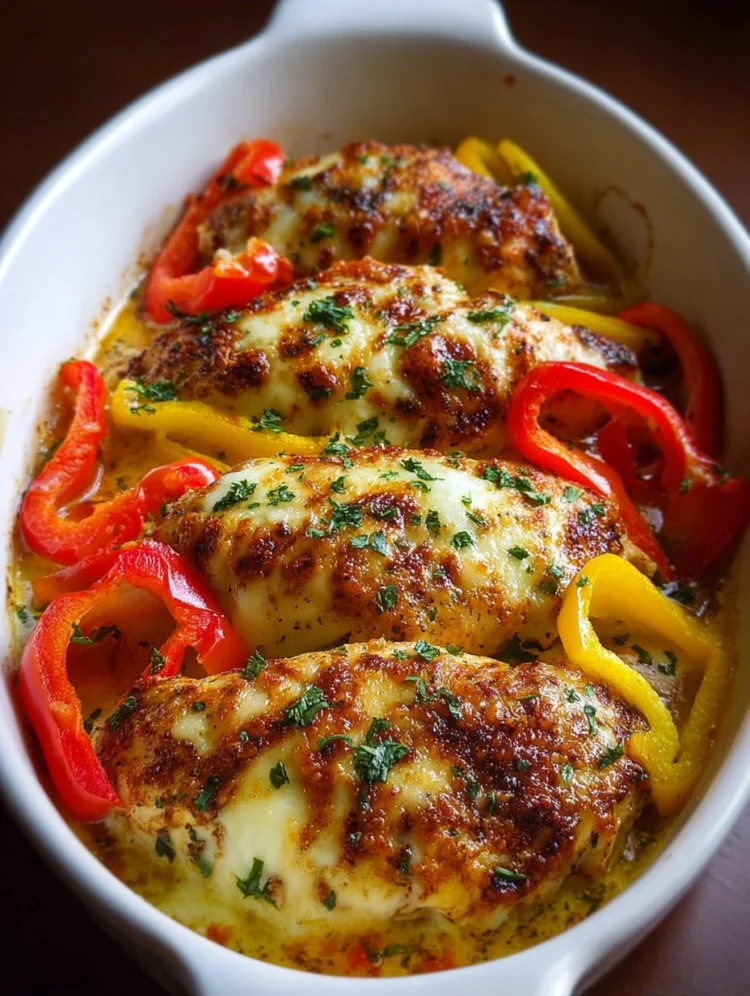 Cheesy Baked Chicken with Bell Peppers