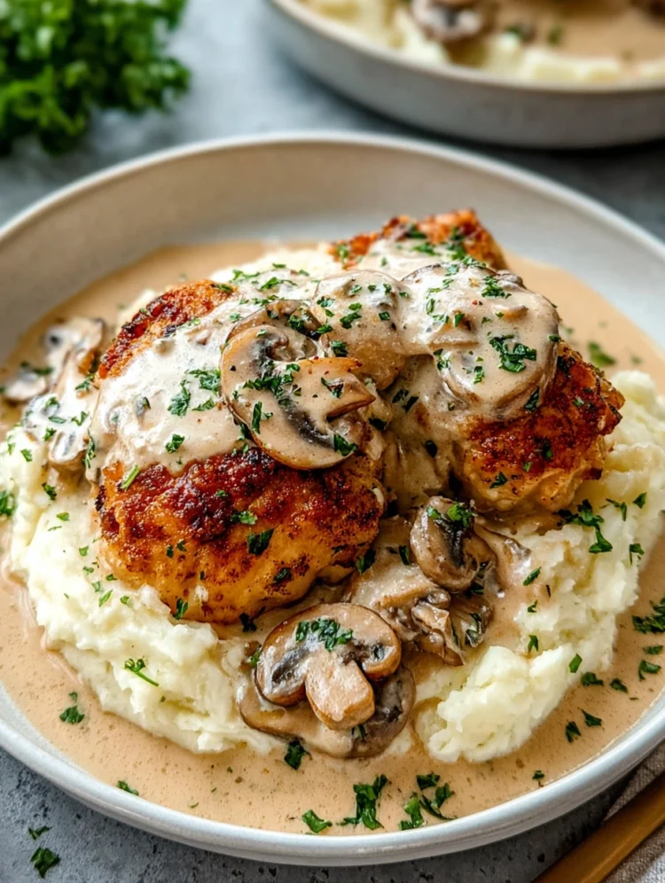 Creamy Mushroom Chicken with Mashed Potatoes