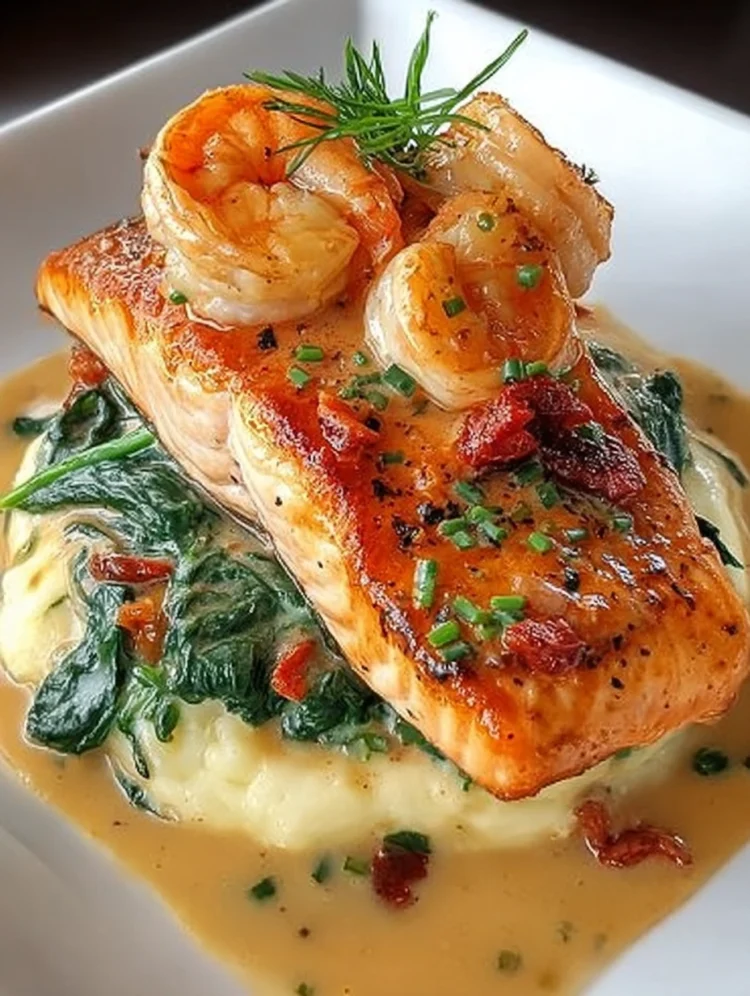 Creamy Tuscan Salmon with Shrimp