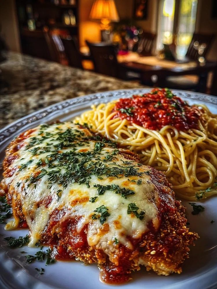 Cheesy Chicken Parmesan with Spaghetti