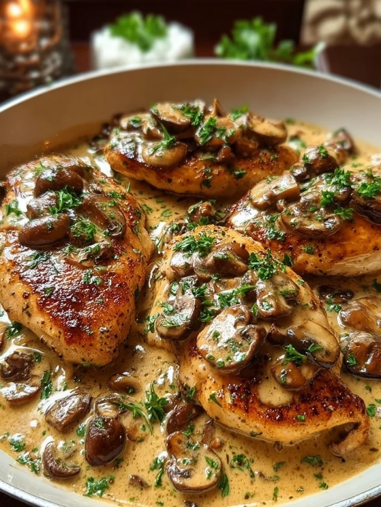 Creamy Parmesan Garlic Mushroom Chicken