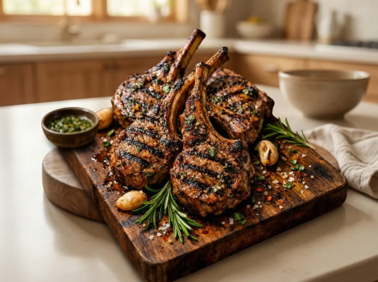 Garlic Rosemary Grilled Lamb Chops with Charred Lemon