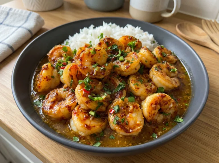 Spicy Garlic Butter Shrimp Rice Bowl