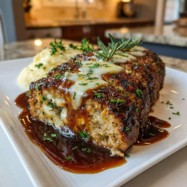 Cheesy Glazed Meatloaf with Mashed Potatoes