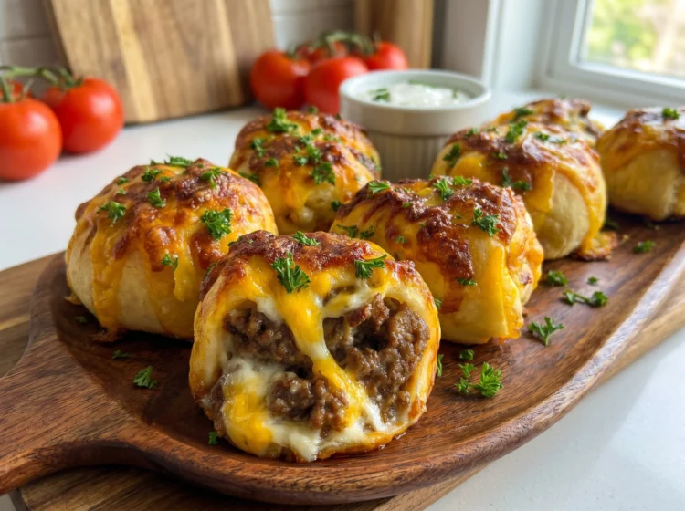 Cheesy Beef Stuffed Biscuit Rolls