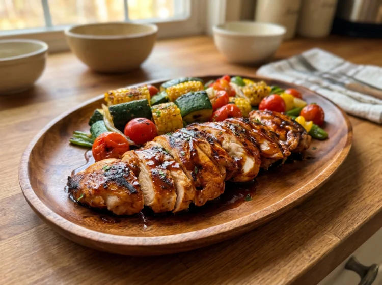 Honey BBQ Grilled Chicken with Charred Summer Vegetables