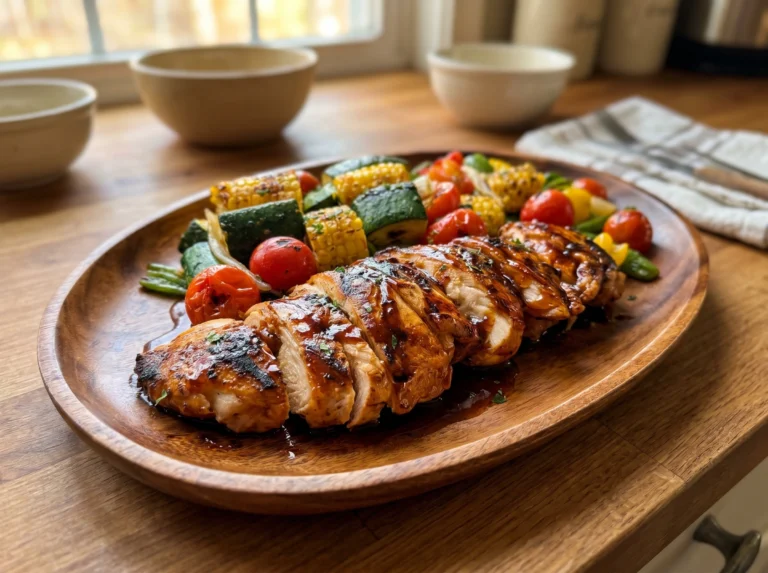 Honey BBQ Grilled Chicken with Charred Summer Vegetables