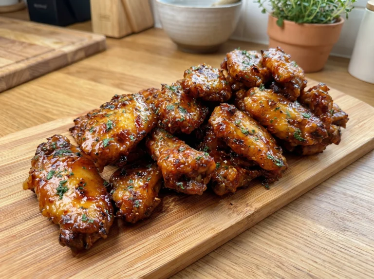 Sticky Honey Garlic Glazed Chicken Wings