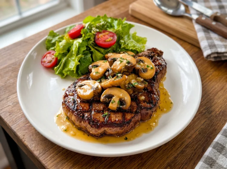 Garlic Butter Steak with Sautéed Mushrooms