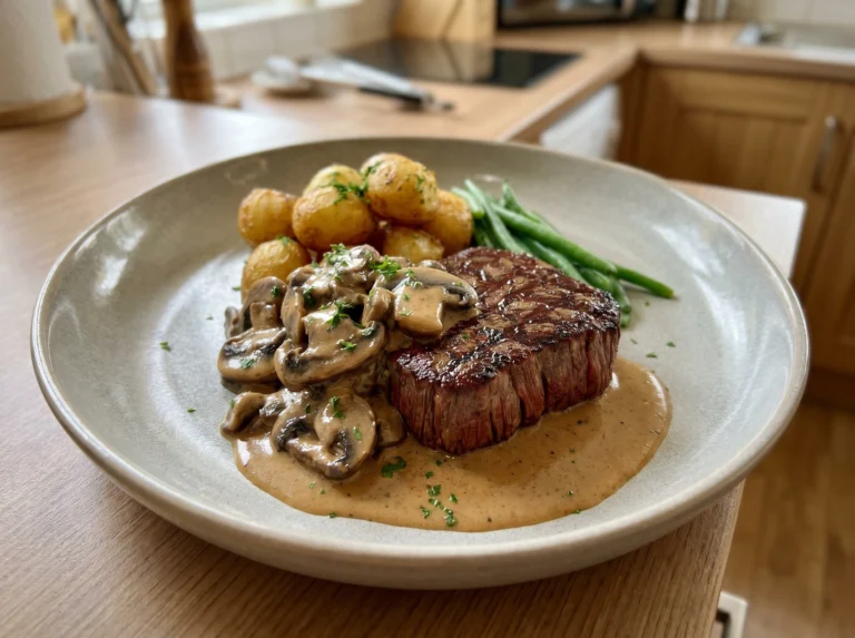 Pan-Seared Steak with Creamy Mushroom Sauce