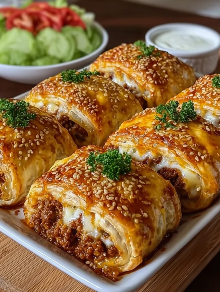 Cheesy Beef Puff Pastry Rolls