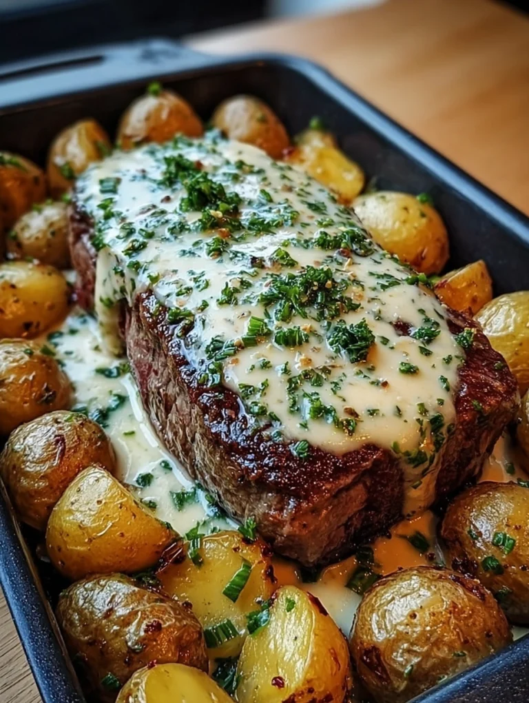 Creamy Herb Steak with Roasted Baby Potatoes
