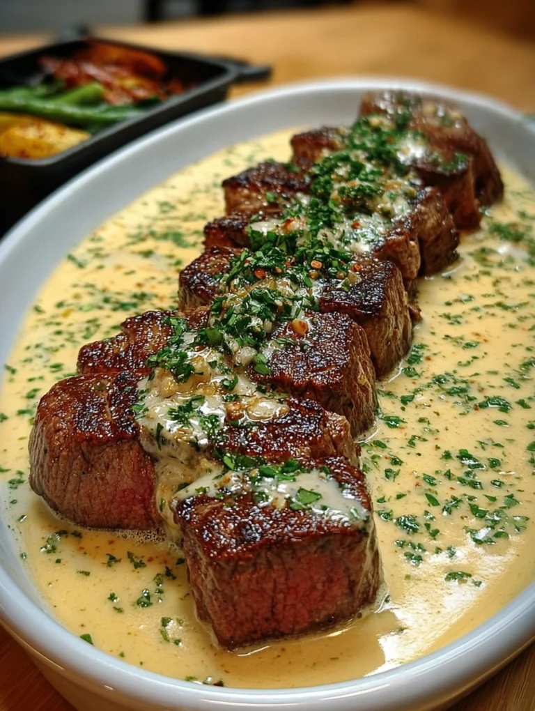 Premium Garlic Herb Steak Bites in Cream Sauce