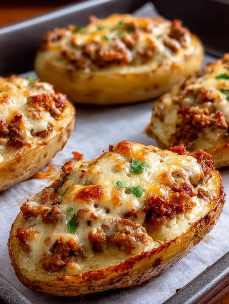 Cheesy Stuffed Baked Potatoes with Beef