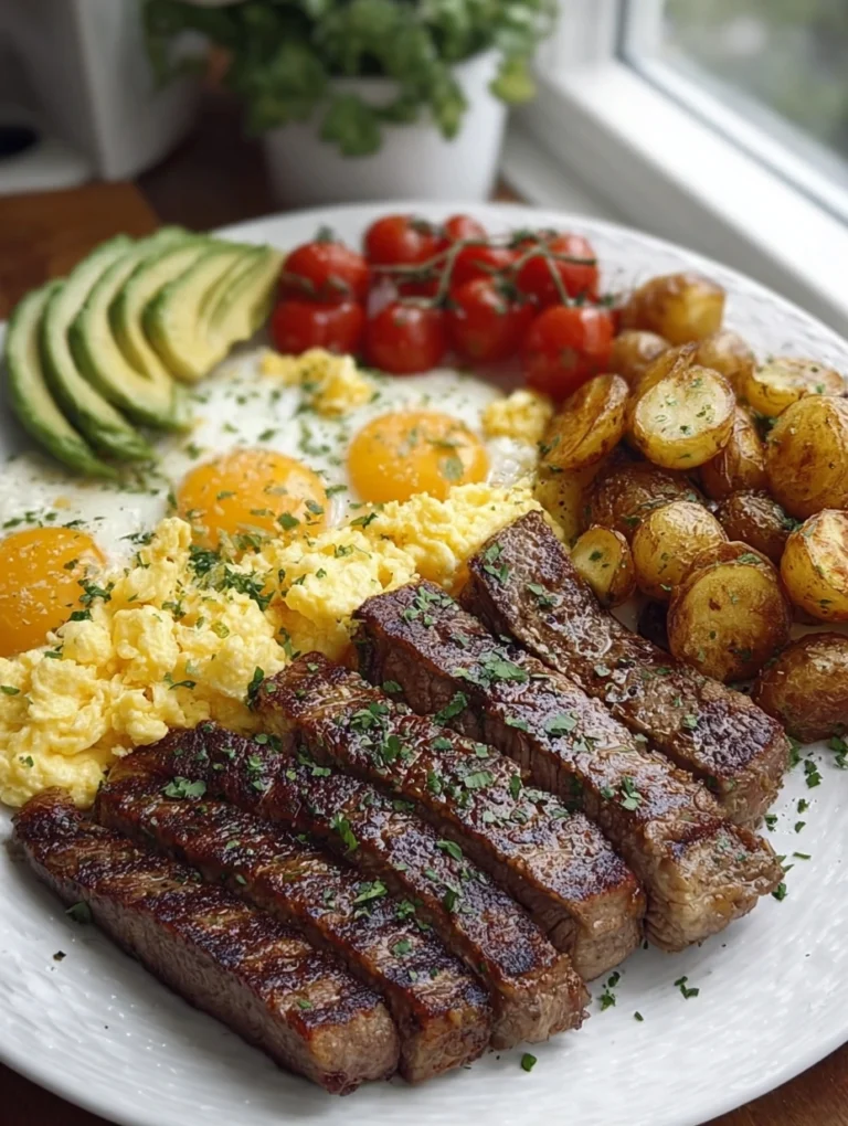 Steak and Eggs Breakfast Plate with Crispy Potatoes