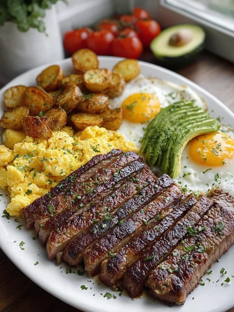 Steak Breakfast Plate with Crispy Potatoes & Avocado