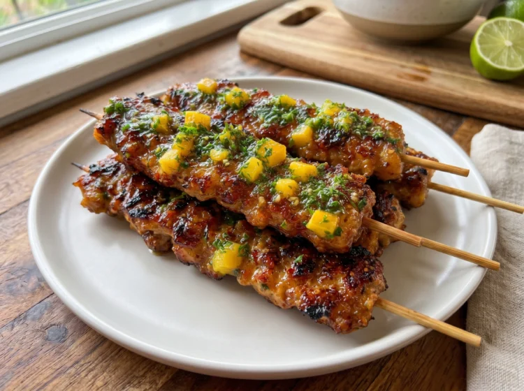 Chili Lime Mango Chicken Skewers
