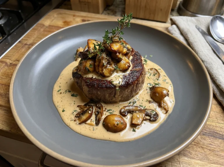 Creamy Garlic Mushroom Steak with Thyme