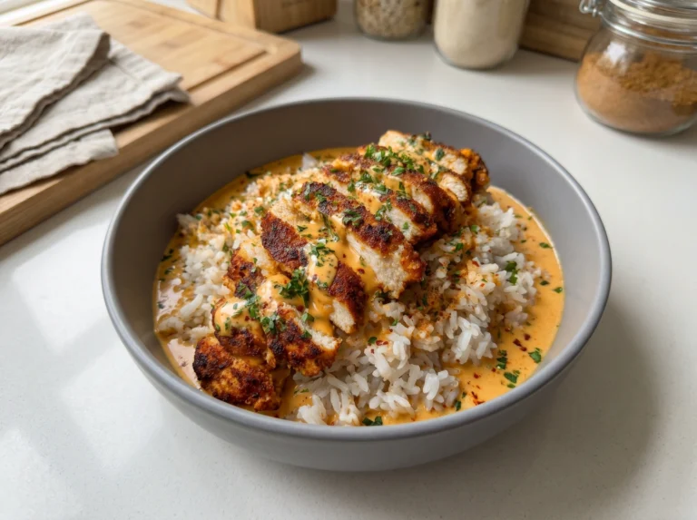 Creamy Cajun Chicken Rice Bowl with Garlic Parmesan Sauce