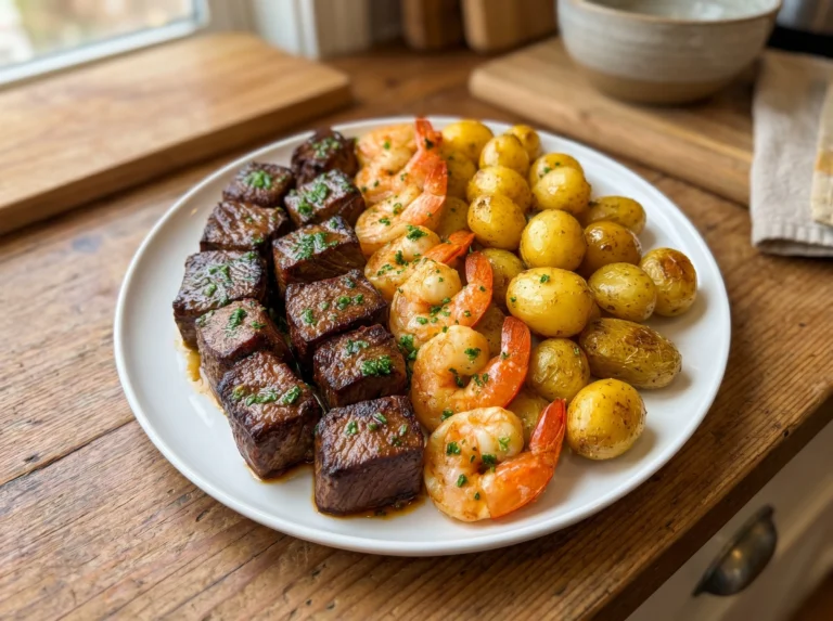 Garlic Butter Steak Bites Shrimp Baby Potatoes