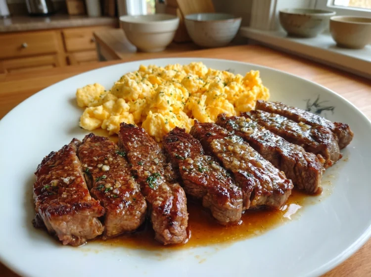 Garlic Butter Steak with Creamy Scrambled Eggs