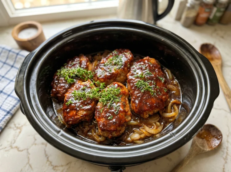 Slow Cooker BBQ Chicken with Caramelized Onions