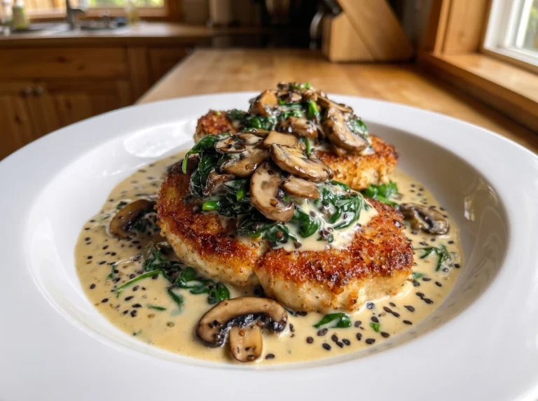 Creamy Mushroom Spinach Chicken Cutlets