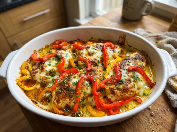 Cheesy Baked Pepper Chicken