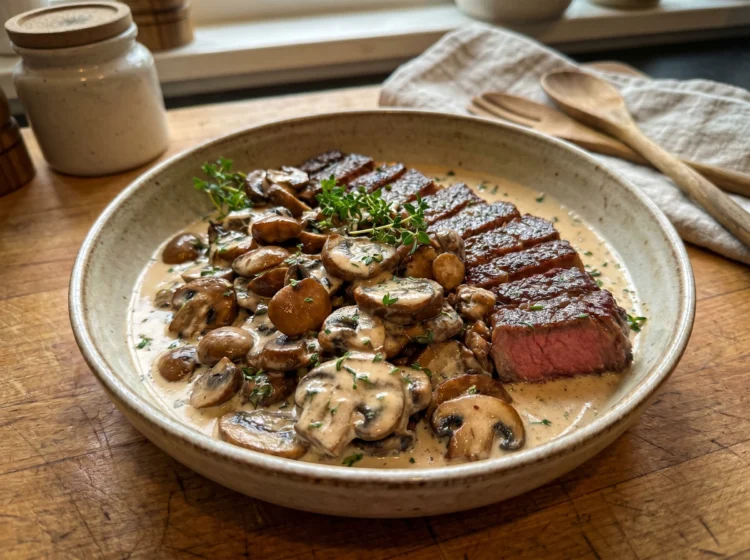 Creamy Garlic Mushroom Steak