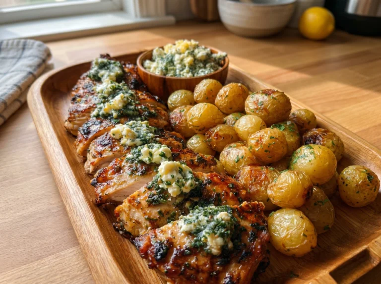 Herb Butter Chicken with Roasted Potatoes