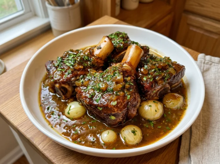 Braised Beef Shanks with Pearl Onions