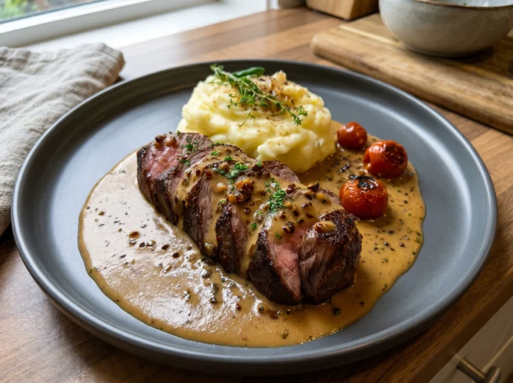 Creamy Peppercorn Steak with Mashed Potatoes