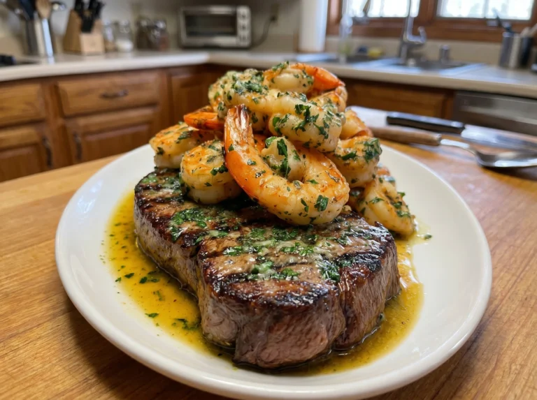 Garlic Butter Steak with Shrimp