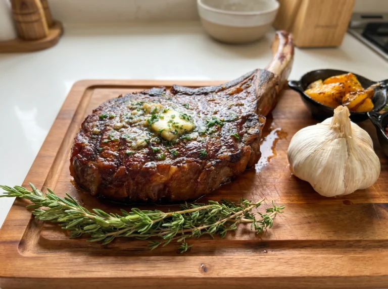 Herb Butter Tomahawk Ribeye Steak