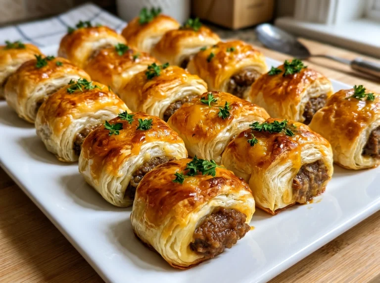 Cheesy Beef Puff Pastry Bites