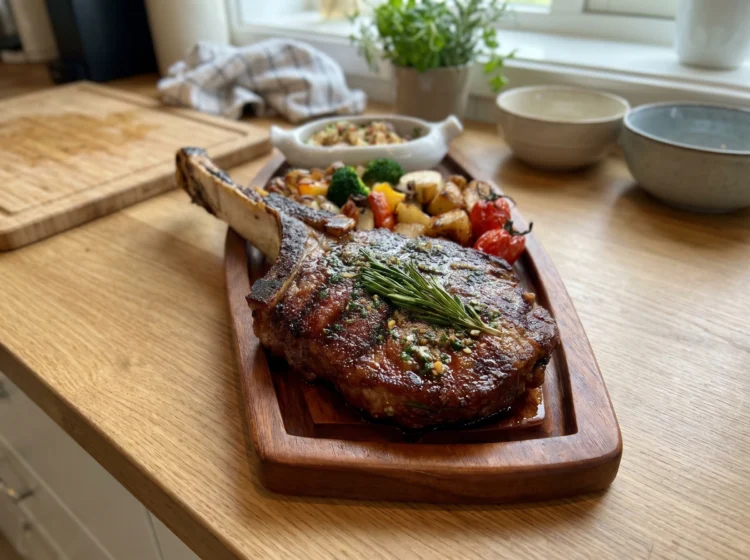Garlic Herb Tomahawk Steak with Roasted Vegetables