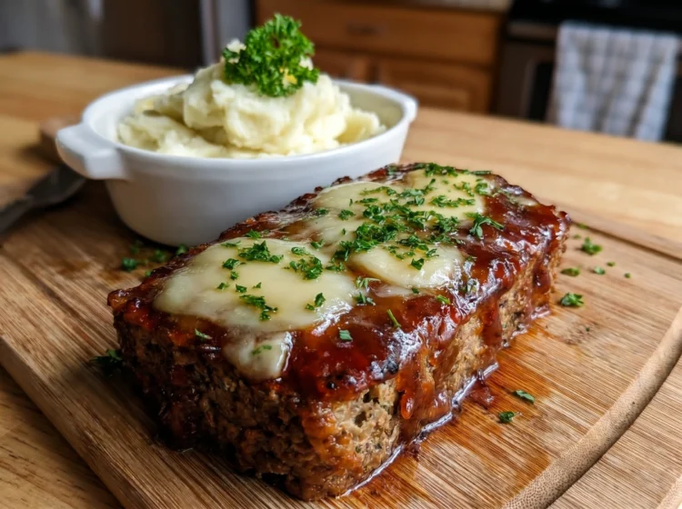 Cheesy Glazed Meatloaf & Mashed Potatoes