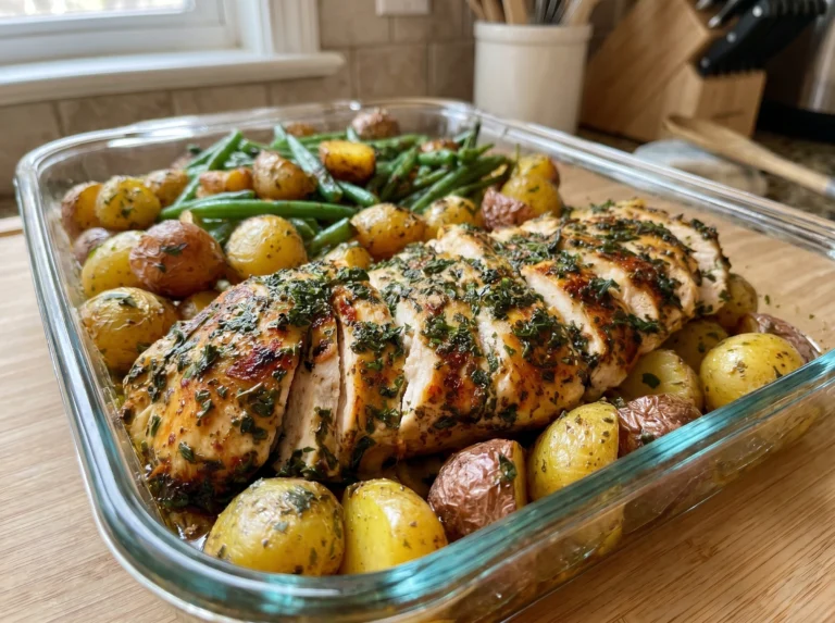 Garlic Herb Chicken with Potatoes Green Beans