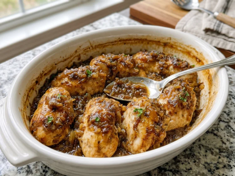 Honey Garlic Onion Chicken Bake
