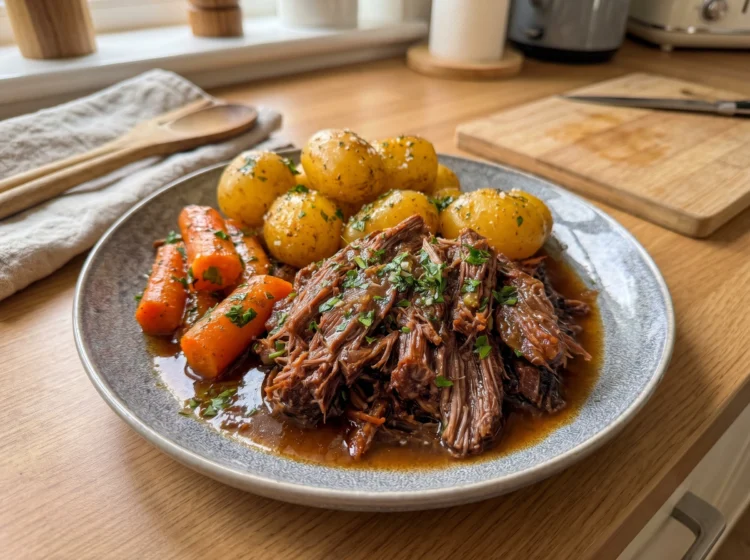 Slow-Cooked Shredded Beef Roast with Potatoes