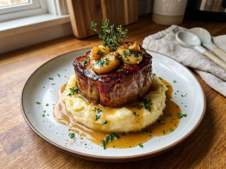 Garlic Butter Steak Medallions with Creamy Mashed Potatoes