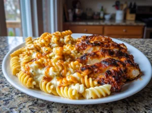 Honey Buffalo Chicken with Creamy Rotini Mac