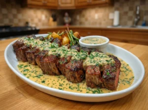 Garlic Butter Steak Bites with Creamy Herb Sauce