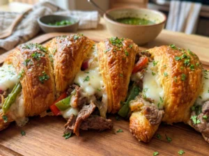 Philly Cheesesteak Croissants