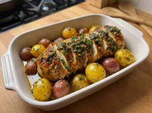 Garlic Herb Roasted Chicken Baby Potatoes