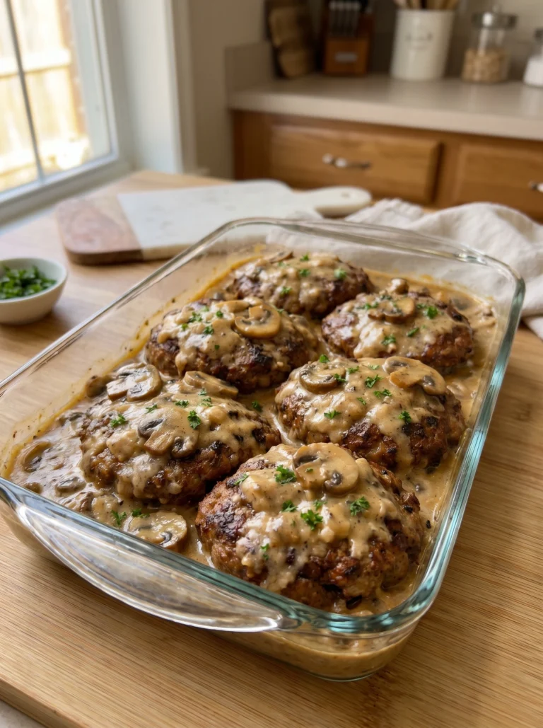 Creamy Mushroom Salisbury Steak Bake