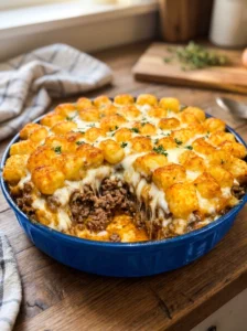 Cheesy Tater Tot Beef Casserole Bake