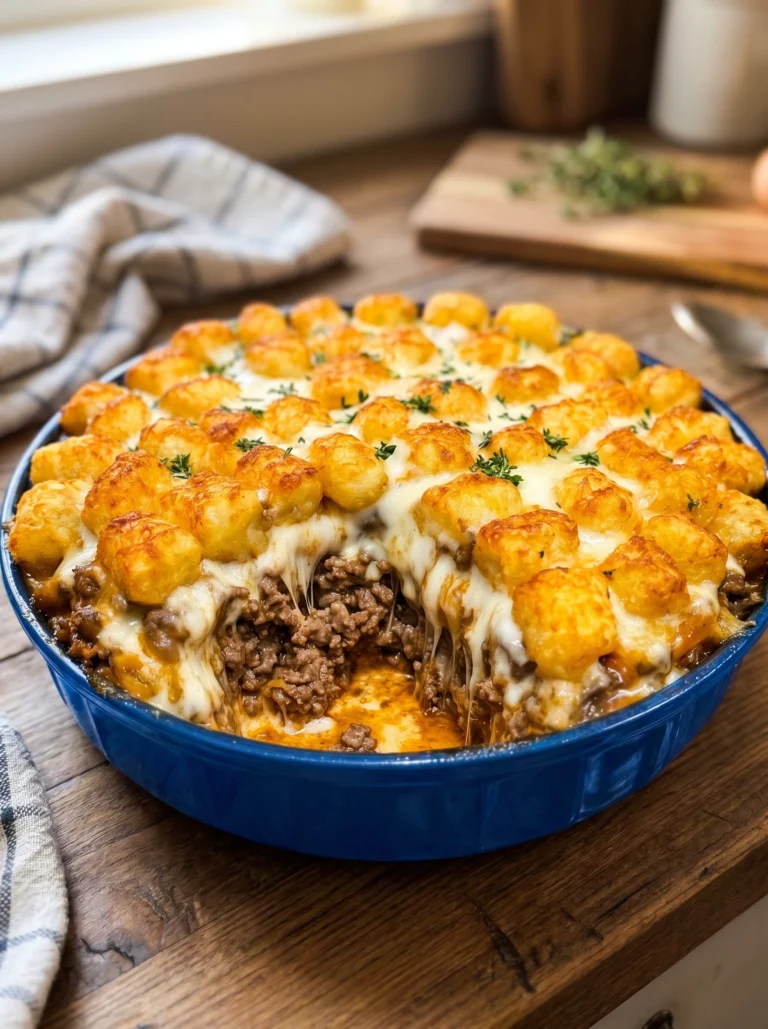 Cheesy Tater Tot Beef Casserole Bake