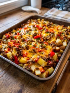Cheesy Ground Beef Potato Bake