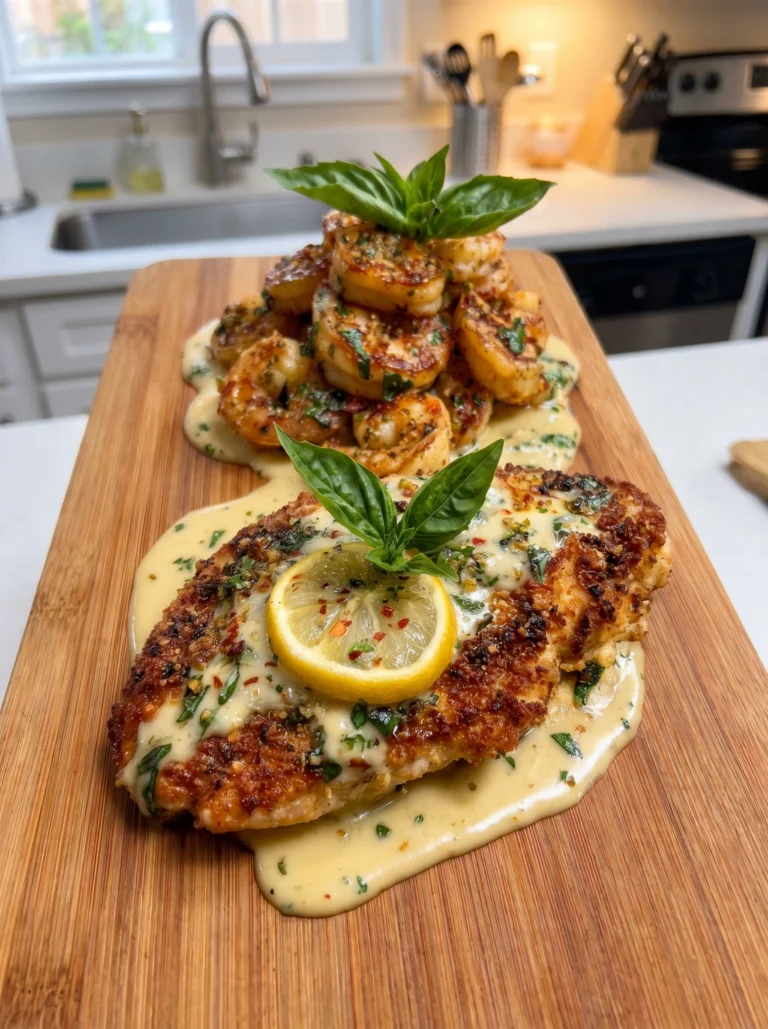 Creamy Lemon Chicken with Garlic Butter Shrimp